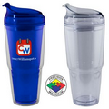 22 oz Dual Acrylic Double Wall Travel Chiller with Flip Lid & Straw Clear - Screen Print